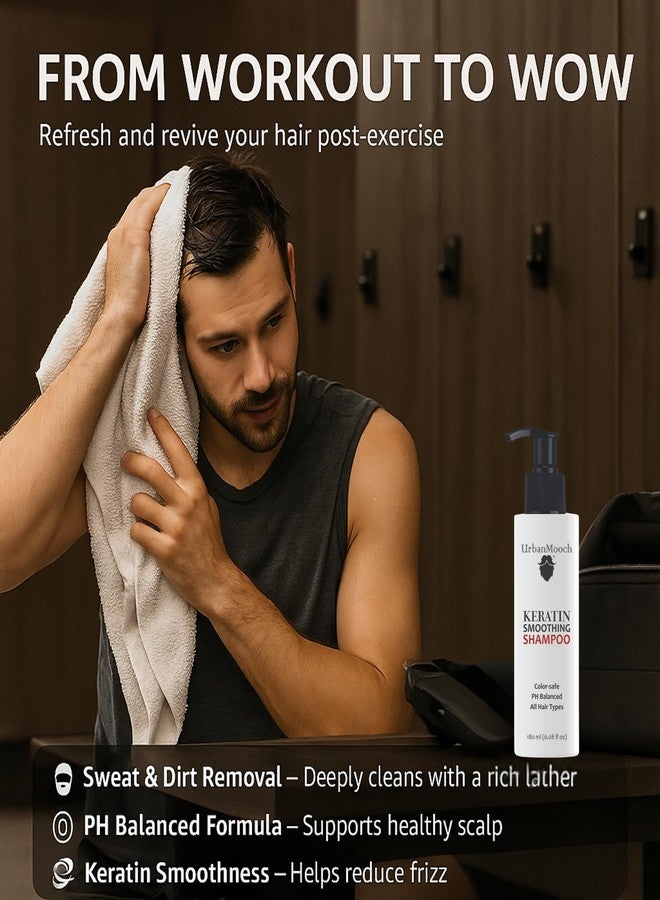 UrbanMooch Keratin Smoothing Shampoo and Conditioner Set, pH Balanced, Colour-safe, 180ml Each | Hair Care for Men | Softer, Hydrated, & Smooth Hair - Image 5