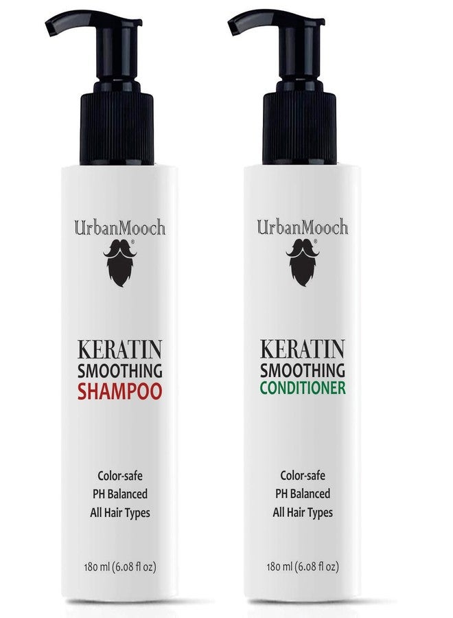 UrbanMooch Keratin Smoothing Shampoo and Conditioner Set, pH Balanced, Colour-safe, 180ml Each | Hair Care for Men | Softer, Hydrated, & Smooth Hair - Image 1