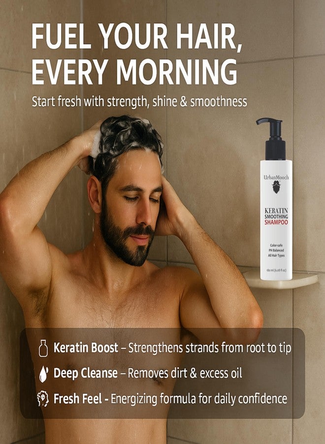 UrbanMooch Keratin Smoothing Shampoo and Conditioner Set, pH Balanced, Colour-safe, 180ml Each | Hair Care for Men | Softer, Hydrated, & Smooth Hair - Image 3