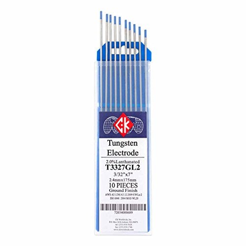 CK Worldwide CK T3327GL2 2% Lanthanated Tungsten Electrode 3/32" X 7", 10 pack - Image 1