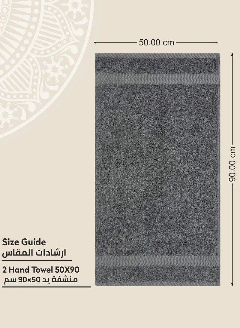 Donetella Premium 100 % Combed Cotton 2-Pcs Hand Towel Set  (50 X  90 CM) 600 GSM Super Soft Hand Towel, Highly Absorbent, Quick Dry,Best Towel for Bathroom, Spa And Hotel,Grey