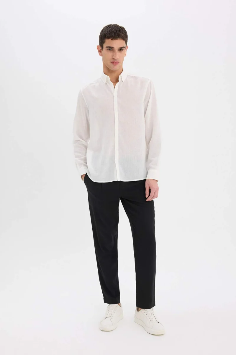 DeFacto Relax Fit Ankle Length Linen Look Trousers