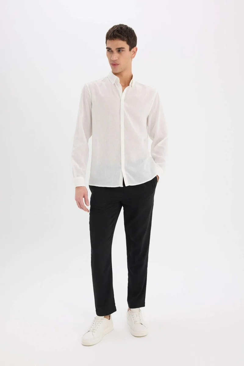 DeFacto Relax Fit Ankle Length Linen Look Trousers