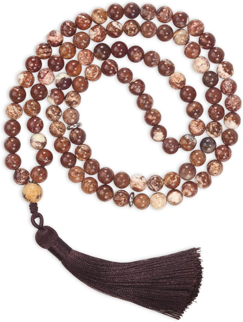 AzanClk Tasbih Premium Muslim Prayer Beads Made with Natural Stone Beads for Daily Misbaha and Meditation (8mm (99 Beads), Jasper, Dark Brown) - Image 1
