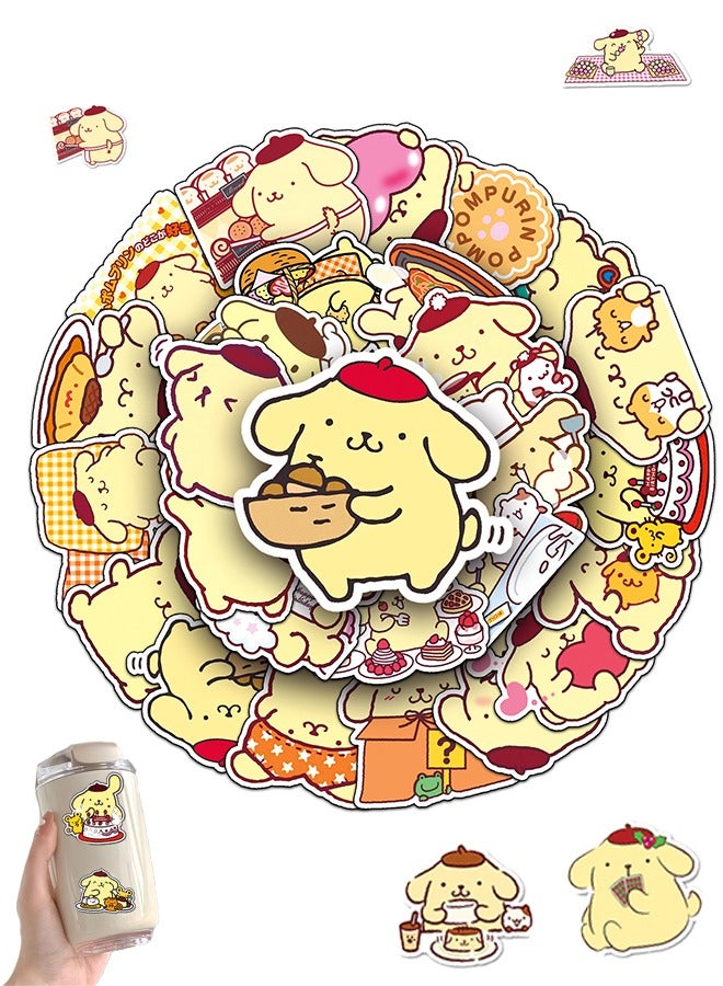 سانريو مجموعة ملصقات شفافة من 50 قطعة، بتصميم كرتوني لطيف على شكل بوم بوم، مناسبة لزجاجات المياه والأكواب والحواسيب المحمولة والهواتف والغيتار والسيارات والدراجات، هدية للأطفال والمراهقين. - Image 1