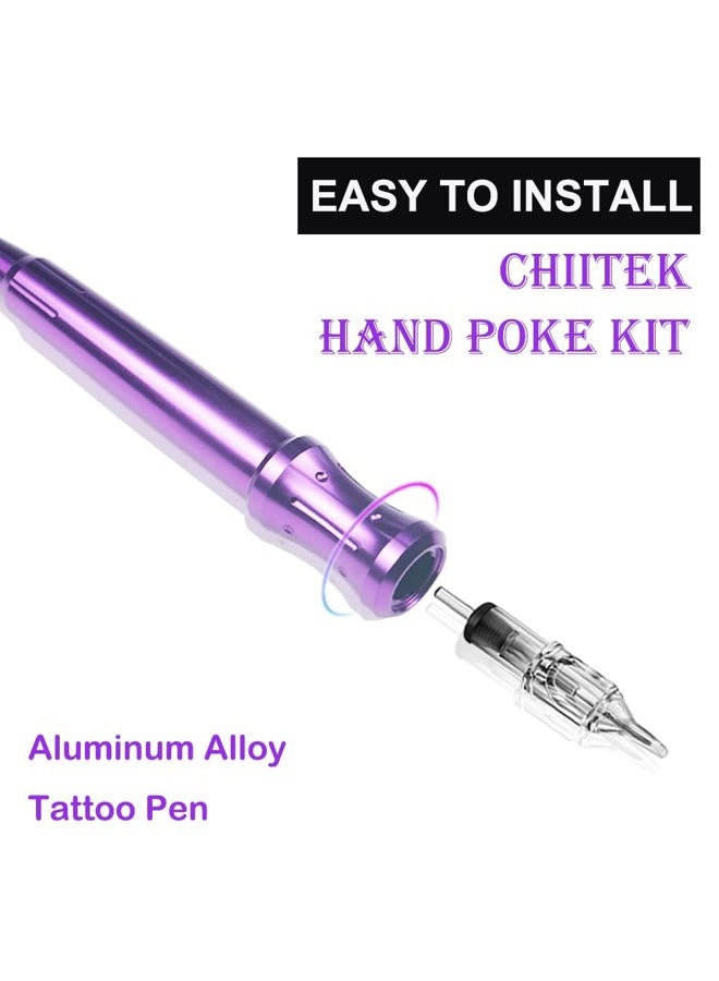 chiitek مجموعة وشم يدوية من تشيتيك - 20 إبرة خرطوشة، مجموعة أدوات DIY كاملة مع حبر - بنفسجي - Image 4