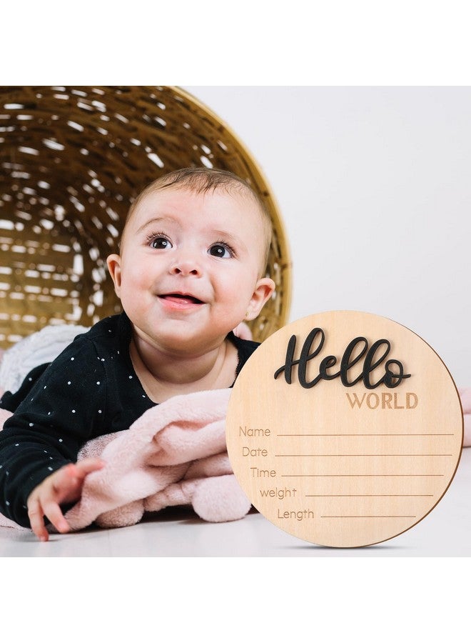 YQQYG 1 PCS Baby Announcement Sign, Wooden Newborn Sign, Circle Welcome Baby Sign, Birth Announcement Sign for Hospital, Baby Name Sign for Photo Props Baby Shower - Image 5