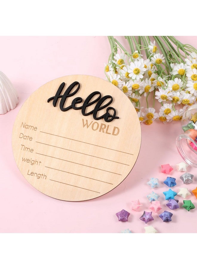 YQQYG 1 PCS Baby Announcement Sign, Wooden Newborn Sign, Circle Welcome Baby Sign, Birth Announcement Sign for Hospital, Baby Name Sign for Photo Props Baby Shower - Image 3