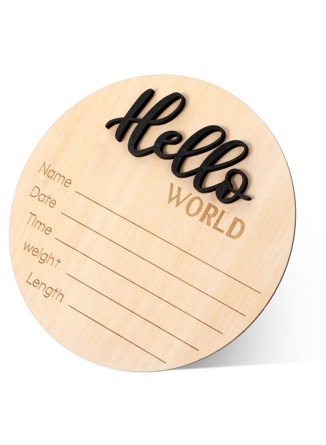 YQQYG 1 PCS Baby Announcement Sign, Wooden Newborn Sign, Circle Welcome Baby Sign, Birth Announcement Sign for Hospital, Baby Name Sign for Photo Props Baby Shower - Image 1