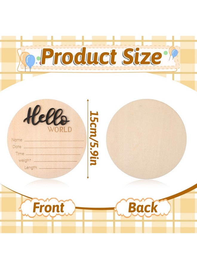 YQQYG 1 PCS Baby Announcement Sign, Wooden Newborn Sign, Circle Welcome Baby Sign, Birth Announcement Sign for Hospital, Baby Name Sign for Photo Props Baby Shower - Image 2