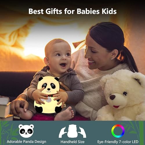 HashWOW® Panda Lamp, Panda Gifts, Touch Silicone Lamp, Birthday Gift for Girls and Boys, Panda Light Lamp, Kids Night Light, Silicone, Rechargeable Close Eye, Multicolor - Image 4