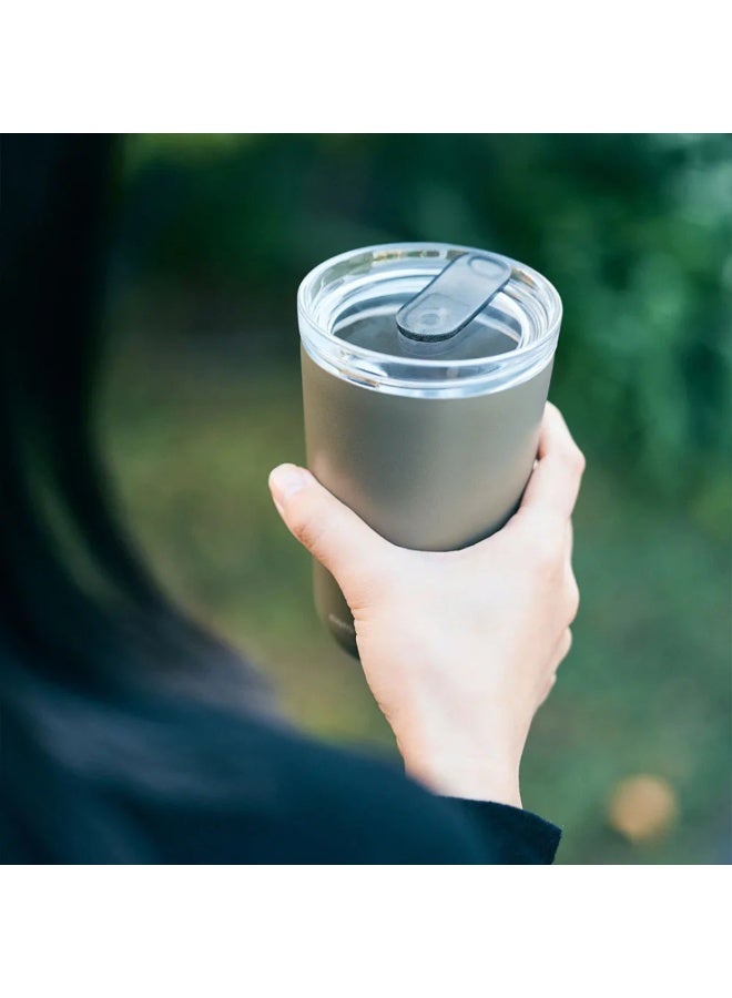 Kinto TO GO Tumbler, 12oz, Khaki, Stainless Steel Travel Tumbler with Plug Lid - Image 3