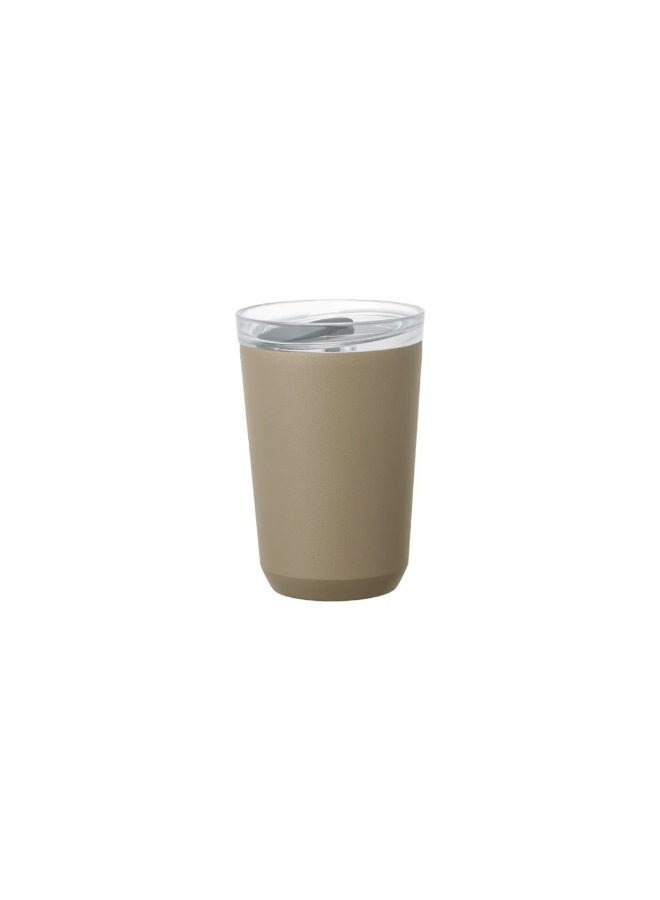 Kinto TO GO Tumbler, 12oz, Khaki, Stainless Steel Travel Tumbler with Plug Lid - Image 1