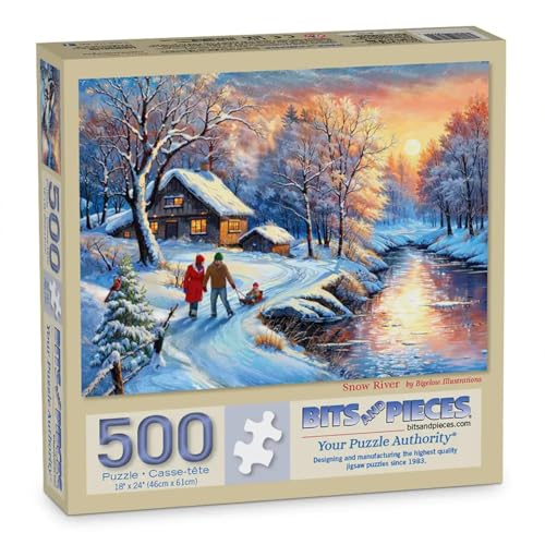 Bits and Pieces 500 Piece Puzzles for Adults Large 18 x 24 Jigsaw Puzzles 500 Pieces Winter Landscape Random Die Cut No 2 Pieces Alike Snow River - Image 5