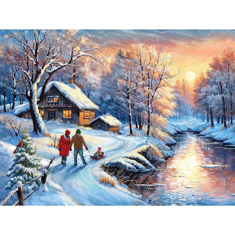 Bits and Pieces 500 Piece Puzzles for Adults Large 18 x 24 Jigsaw Puzzles 500 Pieces Winter Landscape Random Die Cut No 2 Pieces Alike Snow River - Image 3