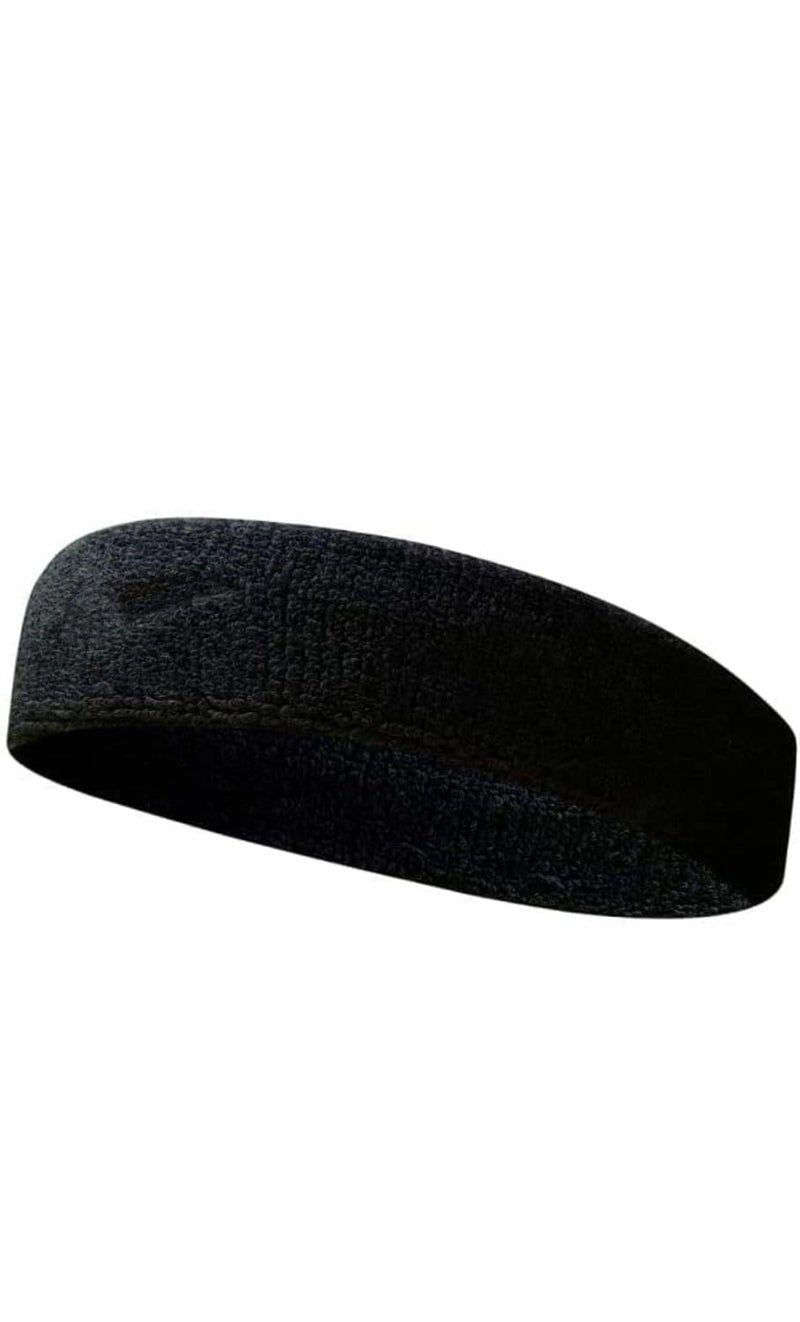 STEFFER رباط رأس قطن ستيفر - رياضة، صالة ألعاب رياضية، تمارين يوغا، رباط عرق - لجميع الملابس الرياضية، رباط لياقة بدنية للرجال والنساء (عبوة من 1 باللون الأسود) - Image 1