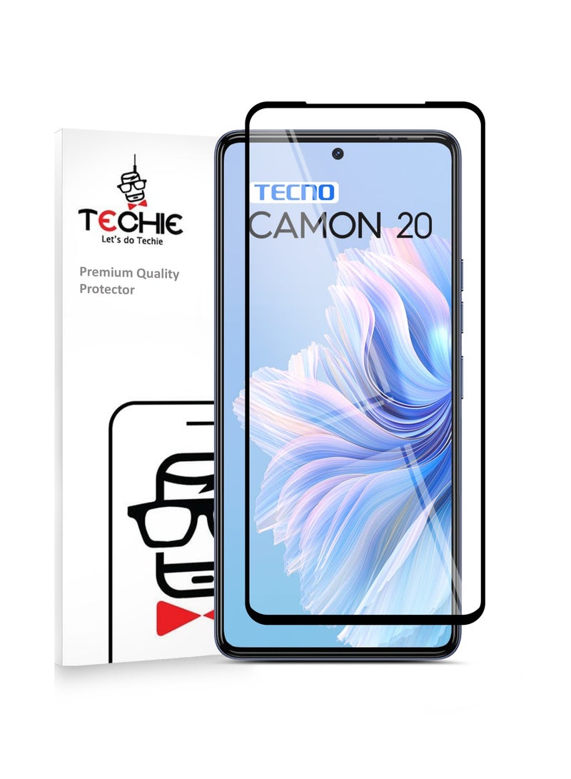 Techie واقي شاشة Techie 5D Full Cover 9H Hardness HD من الزجاج المقوى لهاتف Tecno Camon 20 / Tecno Camon 20 Pro - مضاد للخدش ومضاد لبصمات الأصابع وخالٍ من الفقاعات - Image 1