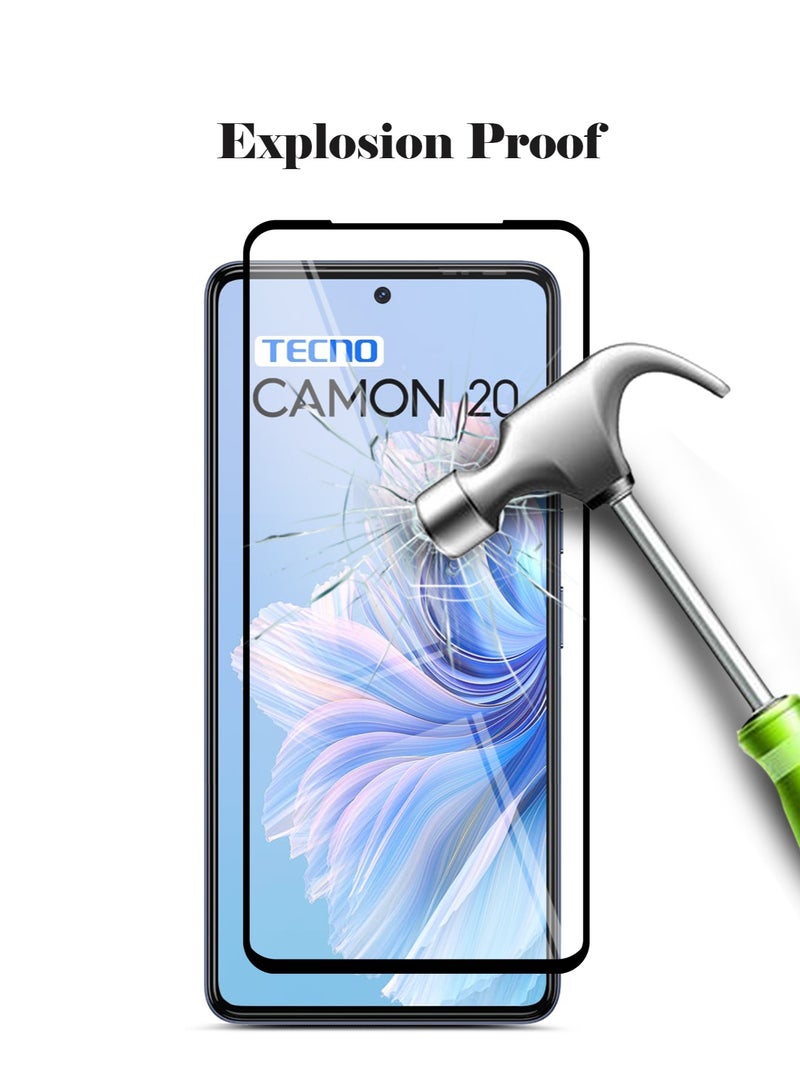 Techie واقي شاشة Techie 5D Full Cover 9H Hardness HD من الزجاج المقوى لهاتف Tecno Camon 20 / Tecno Camon 20 Pro - مضاد للخدش ومضاد لبصمات الأصابع وخالٍ من الفقاعات - Image 5