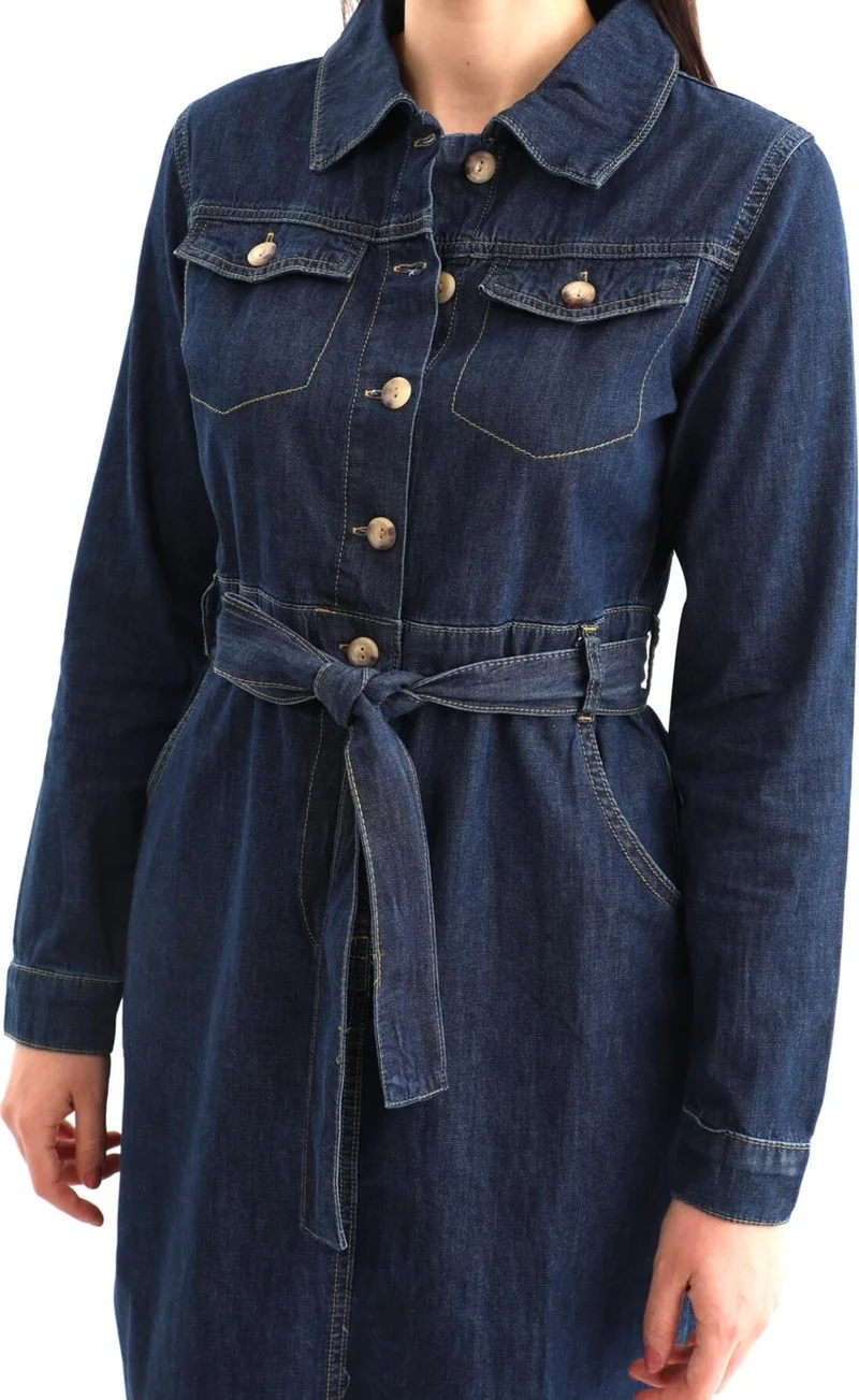 Banny Jeans Women's Belted Long Sleeve Dress