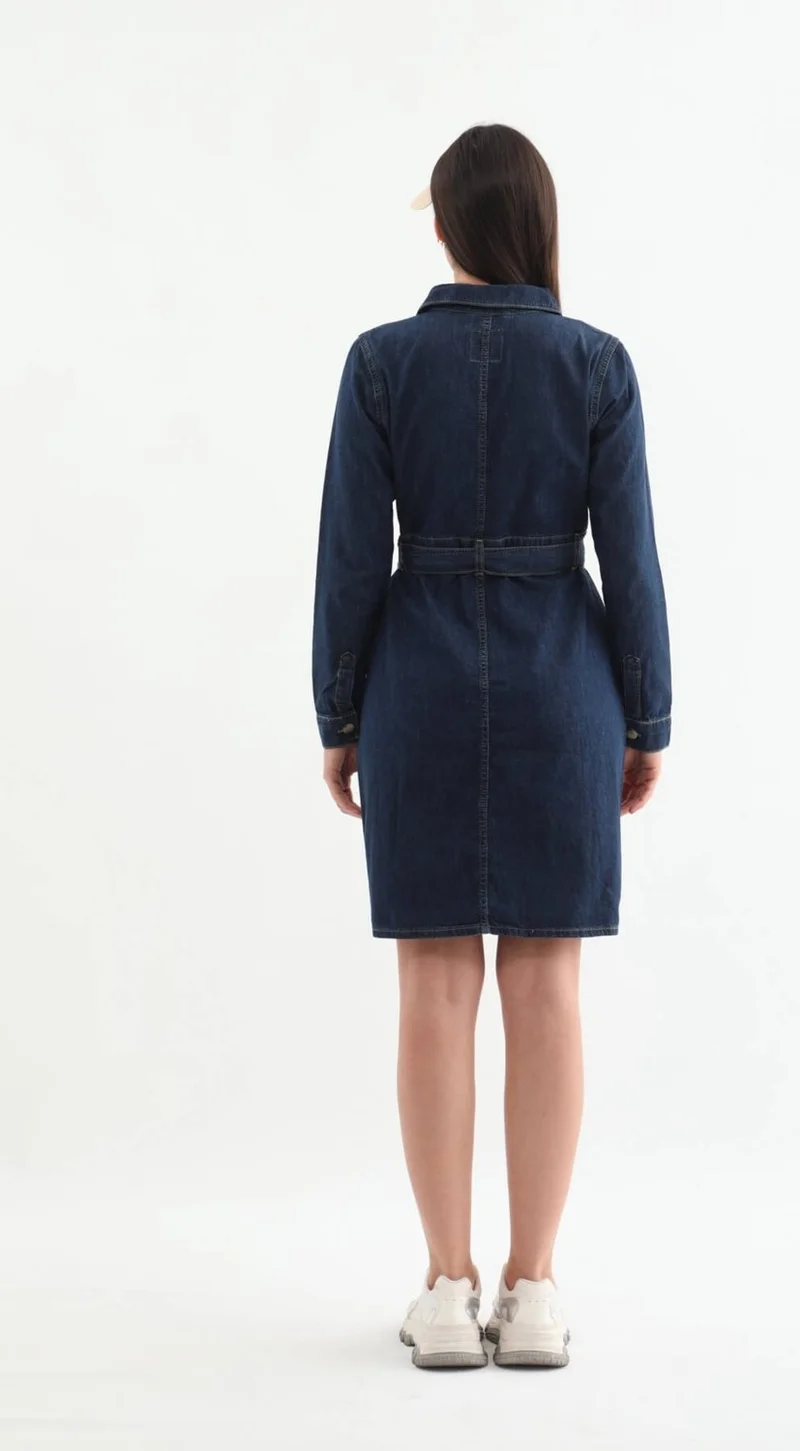 Banny Jeans Women's Belted Long Sleeve Dress