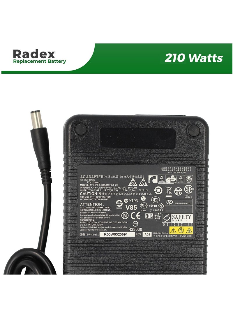 Laptop Power Adapter (210W 19.5V / 10.8A) BRP Compatible with Dell Precision M6400, M6500 Alienware M17 (Without Power Cable)