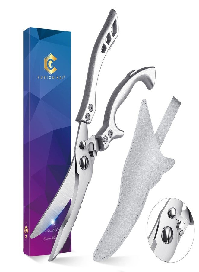 FUSIONKEI Poultry Shears Heavy Duty Kitchen Shears Multipurpose Kitchen Scissors Stainless Steel Cutlery Shears For Chicken Meat Turkey Fish Vegetables Herbs With Protective Sheath Gift Box - Image 1