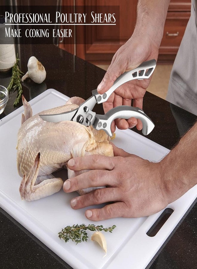 FUSIONKEI Poultry Shears Heavy Duty Kitchen Shears Multipurpose Kitchen Scissors Stainless Steel Cutlery Shears For Chicken Meat Turkey Fish Vegetables Herbs With Protective Sheath Gift Box - Image 2