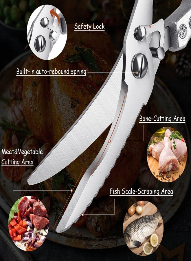 FUSIONKEI Poultry Shears Heavy Duty Kitchen Shears Multipurpose Kitchen Scissors Stainless Steel Cutlery Shears For Chicken Meat Turkey Fish Vegetables Herbs With Protective Sheath Gift Box - Image 4