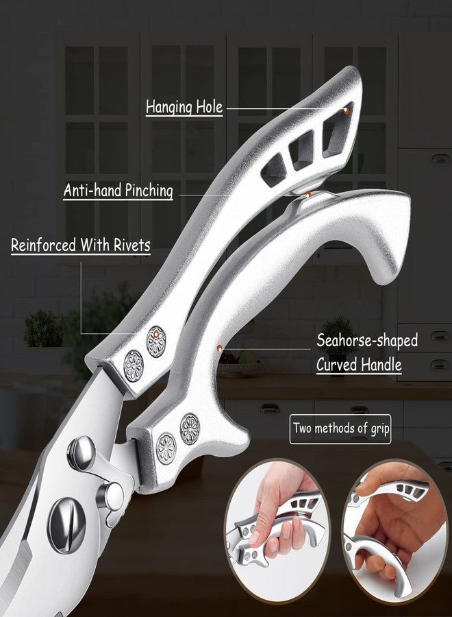 FUSIONKEI Poultry Shears Heavy Duty Kitchen Shears Multipurpose Kitchen Scissors Stainless Steel Cutlery Shears For Chicken Meat Turkey Fish Vegetables Herbs With Protective Sheath Gift Box - Image 5