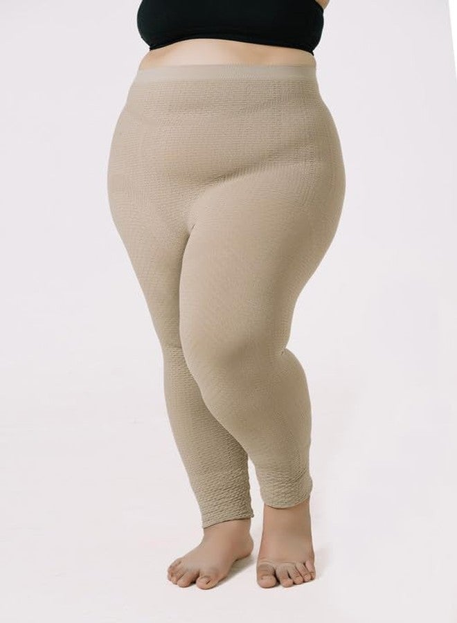 Bioflect® Compression Leggings with Bioactive Raised Massaging Knit - for Support and Comfort - Sand 3XL - Image 2