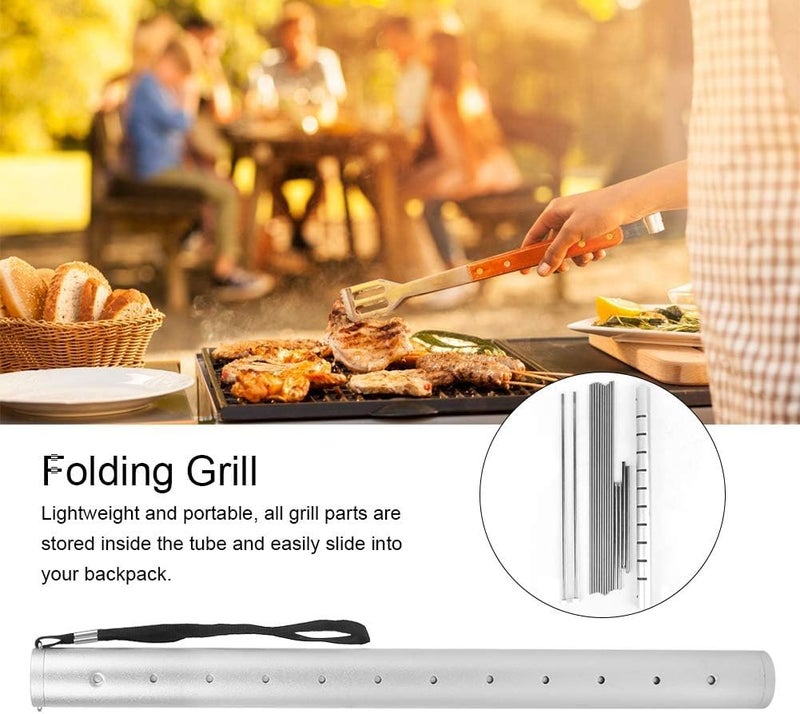 AWOKZA Portable Camping Charcoal Barbecue Detachable Chrome Stainless Steel BBQ for Picnic Camping Hiking Travel Patio Patio Outdoor Easy Assembly and Disassembly - Image 4