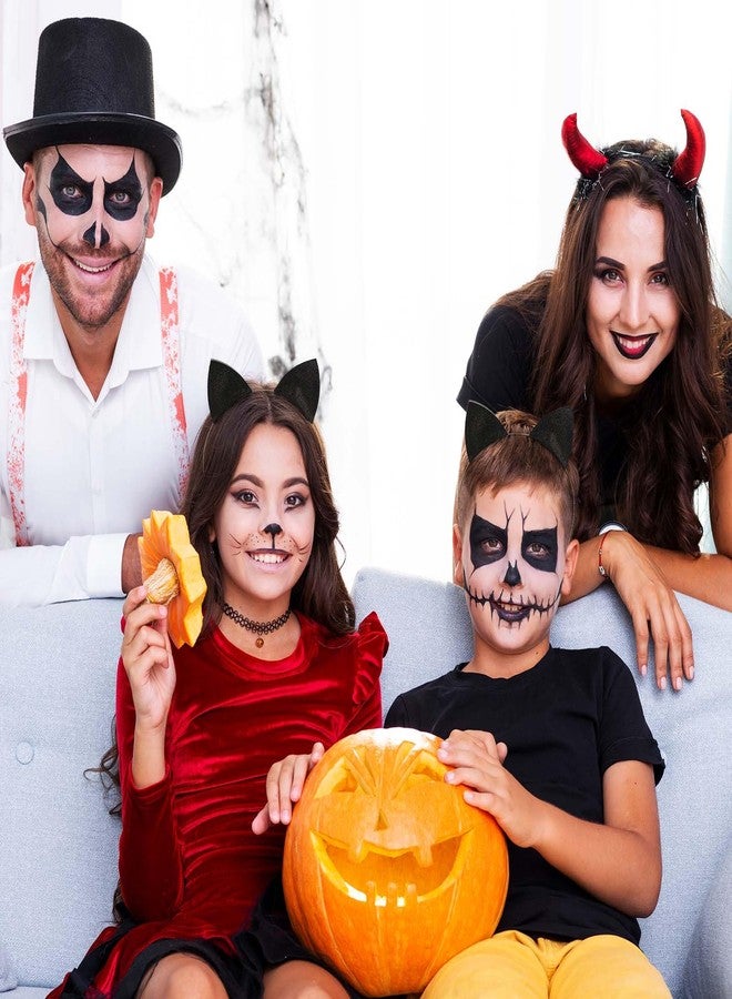 ولهيف طوق رأس WLLHYF مكون من قطعتين بتصميم آذان قطة لامعة، حلقات شعر بتصميم آذان قطة للهالوين، إكسسوارات شعر لطيفة للنساء، طوق شعر للتنكر، أسود - Image 3