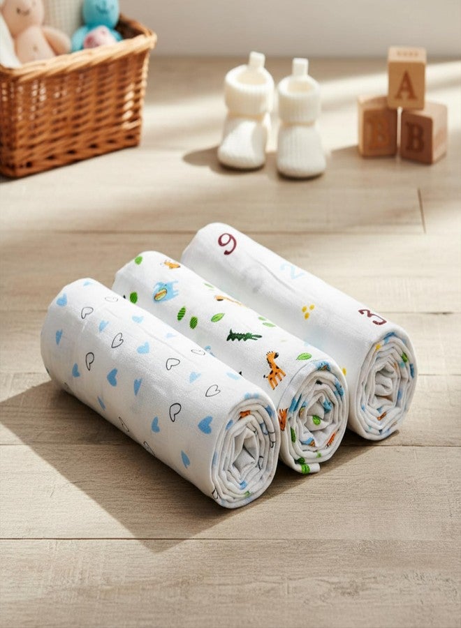 Hooper Muslin Swaddle for New Born Baby Unisex Designs Soft Pure Cotton Sheets Baby Wrap (Surprise Pack of 3, 100 x 100 cm) - Image 2