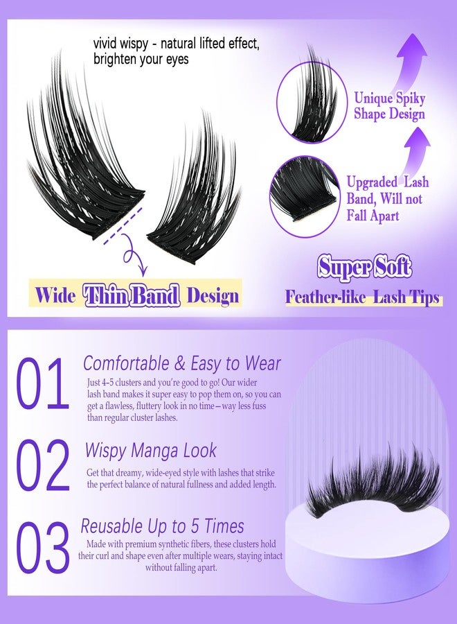 FOINEMYED Manga Lash Clusters Wispy Cluster Eyelash Spiky Eyelash Extensions Clusters 140pcs Individual Lashes Manga Look C Curly Lash Extension DIY at Home by FOINEMYED - Image 4
