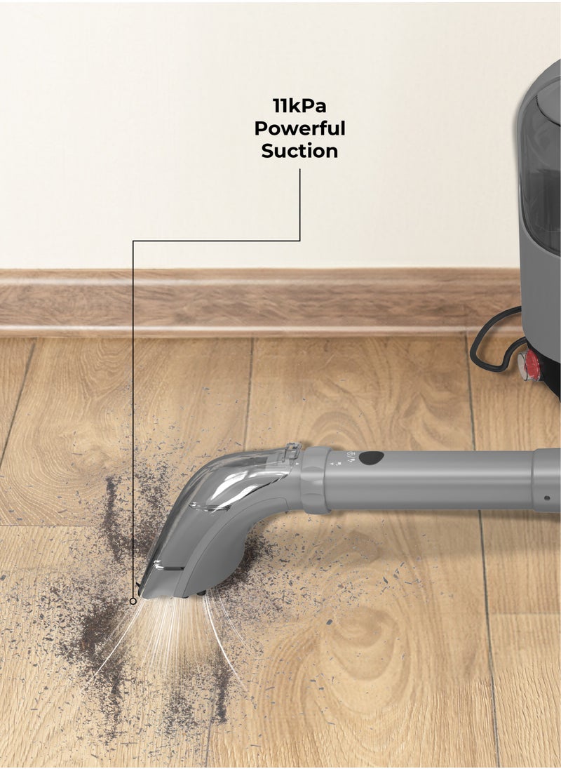 Powerology Powerful Spot & Stain Cleaner Hot Water & Steam Function 1200W/UK 3-Pin Plug/ Powerful Suction/ Dual Tank Clean & Dirty /Suitable for Kitchen, Sofa, Bathroom and Window/ Suction/Spray/Scrub/Upholstery and Carpet Cleaner /Multi-Surface Cleaning - Gray  - Image 5