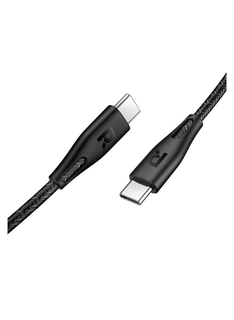 RAVPOWER RP-CB1031 60W Fast Charging Nylon Braid Global Version Type-C to C Cable 2M Black - Image 2