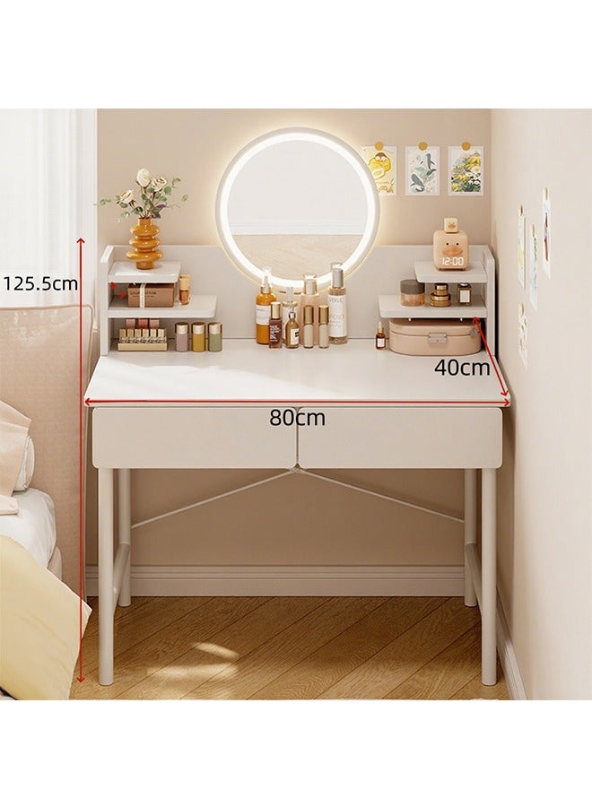 Generic Extended Version Bedroom Dressing Table, Vanity Table, Dressing Table, And Mirror, Adjustable LED Light, Double Drawers And Storage Rack, 80cm×40cm×125.5cm.  - Image 2