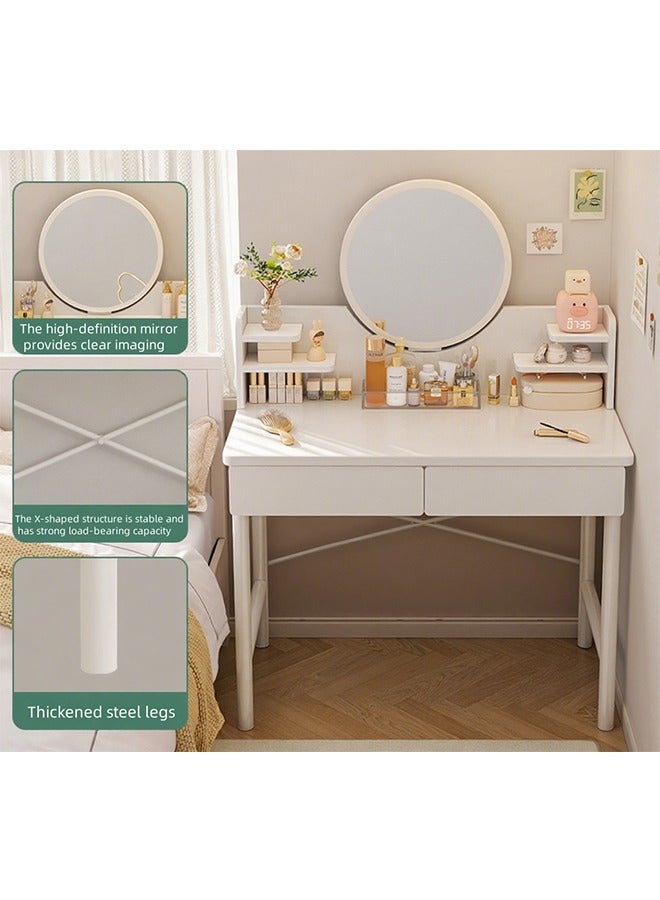 Generic Extended Version Bedroom Dressing Table, Vanity Table, Dressing Table, And Mirror, Adjustable LED Light, Double Drawers And Storage Rack, 80cm×40cm×125.5cm.  - Image 3
