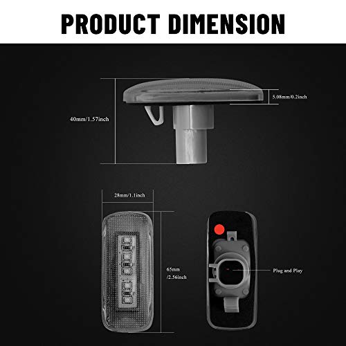 BASIKER 5LED Side Marker LED Lights for 2010-2018 Dodge Ram 2500 HD 3500 4500 5500 Heavy Duty Dually Trucks Rear Wheel Bed Fender (2x Amber 2x Red or) - Image 5