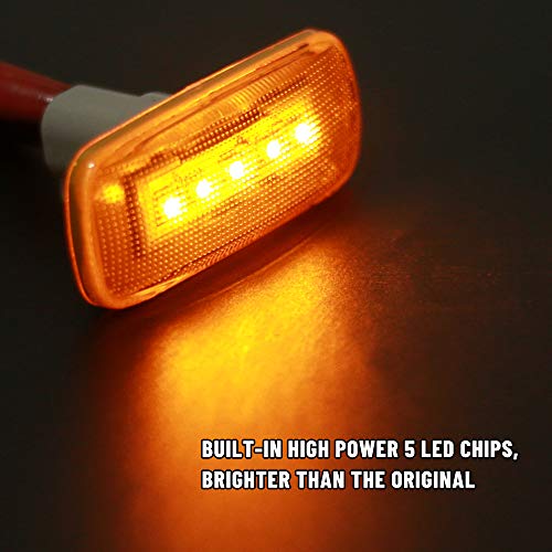BASIKER 5LED Side Marker LED Lights for 2010-2018 Dodge Ram 2500 HD 3500 4500 5500 Heavy Duty Dually Trucks Rear Wheel Bed Fender (2x Amber 2x Red or) - Image 4