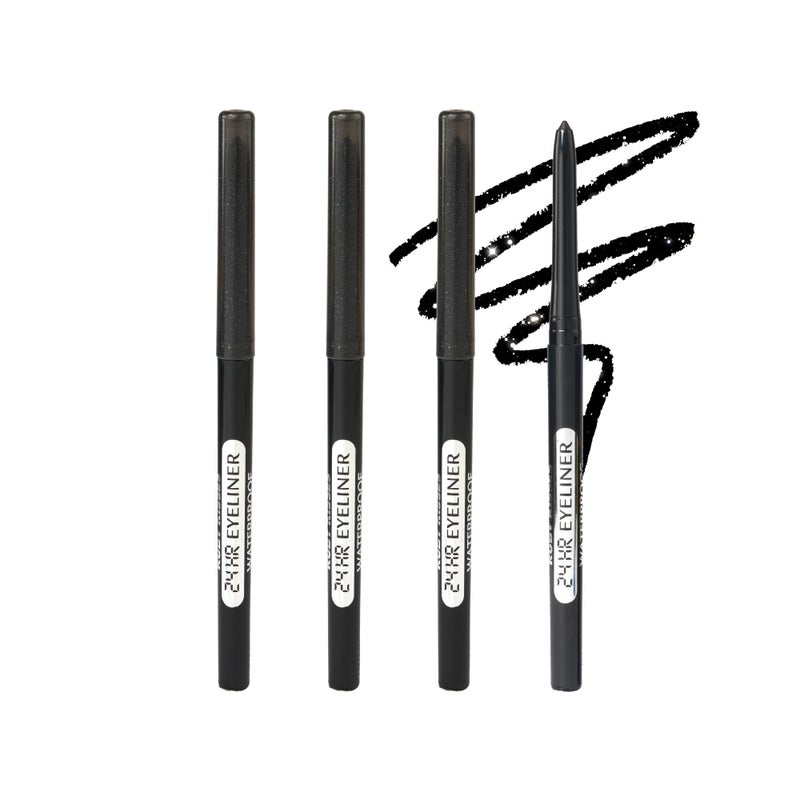 Ruby Kisses Pencil Eyeliner, Retractable Eyeliner, Waterproof, Smudge-Proof Eye Makeup, High Pigmented, 24H Long Lasting Eyepencil (Glitter Black) - Image 1