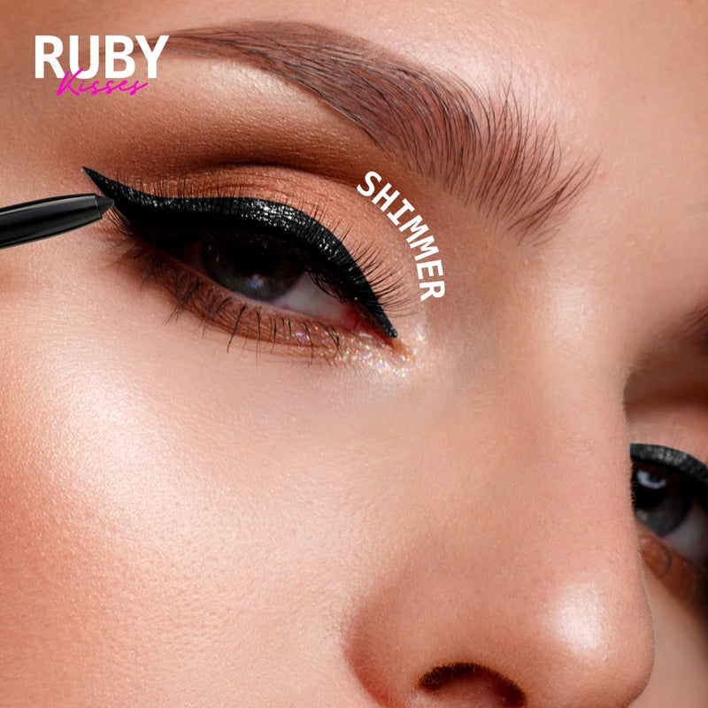 Ruby Kisses Pencil Eyeliner, Retractable Eyeliner, Waterproof, Smudge-Proof Eye Makeup, High Pigmented, 24H Long Lasting Eyepencil (Glitter Black) - Image 5