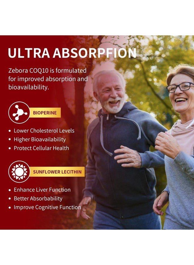 ZEBORA CoQ10-600mg-Softgels - Extra Strength Coenzyme Q10 with PQQ, Omega-3 & BioPerine - High Absorption CoQ10 Supplements Antioxidant (Ubiquinone) for Heart Health & Energy Production, 120 Softgels - Image 5