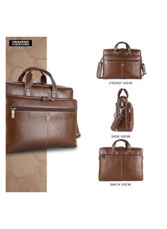 HAMMONDS FLYCATCHER HAMMONDS FLYCATCHER Genuine Leather Office Bag for Men, Stylish 15.6 Inch Laptop Bag for Men with Multiple Compartments, this Leather Bag for Men has Adjustable Strap - 1 Year Warranty - Brushwood  - Image 1