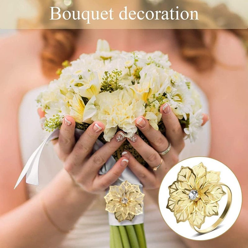 Luckam 8 Pcs Alloy Flower Design Napkin Rings for Wedding Receptions Gifts Holiday Banquet Dinner Table Decoration - Image 5