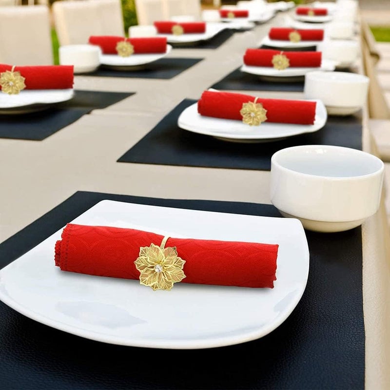 Luckam 8 Pcs Alloy Flower Design Napkin Rings for Wedding Receptions Gifts Holiday Banquet Dinner Table Decoration - Image 2