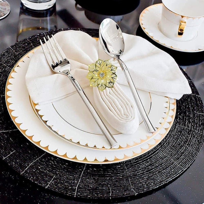 Luckam 8 Pcs Alloy Flower Design Napkin Rings for Wedding Receptions Gifts Holiday Banquet Dinner Table Decoration - Image 4