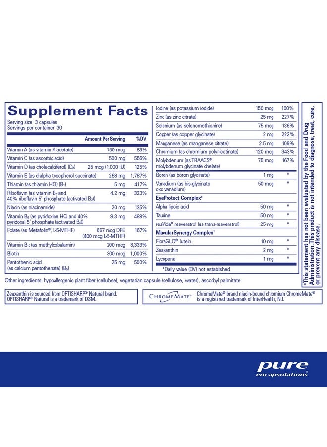 Pure Encapsulations Visionpro Nutrients ; Hypoallergenic Multivitamin/Mineral Complex For Maintaining Healthy Vision ; 90 Capsules - Image 3
