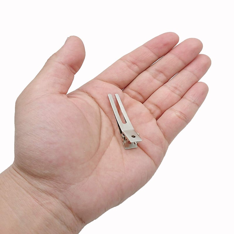 Axe Sickle 30 Pcs Hairdressing Double Prong Curl Clips 1.8" Curl Setting Section Hair Clips for Hair Bow Great Pin Curl Clip, Styling Clips for Hair Salon, Barber, Silver. - Image 2