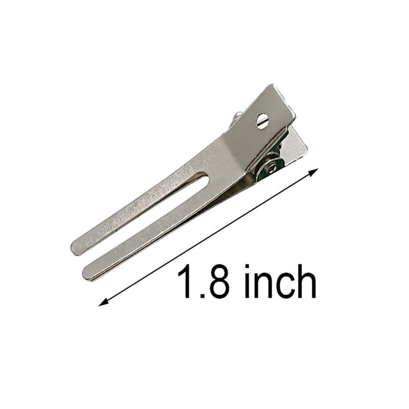 Axe Sickle 30 Pcs Hairdressing Double Prong Curl Clips 1.8" Curl Setting Section Hair Clips for Hair Bow Great Pin Curl Clip, Styling Clips for Hair Salon, Barber, Silver. - Image 3